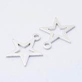 Sterling Silver Star Charms - 11mm x 9mm - Pack of 2