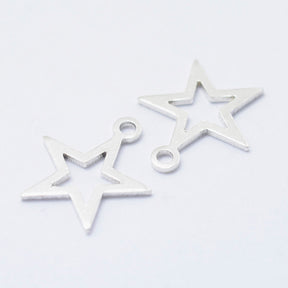 Sterling Silver Star Charms - 11mm x 9mm - Pack of 2