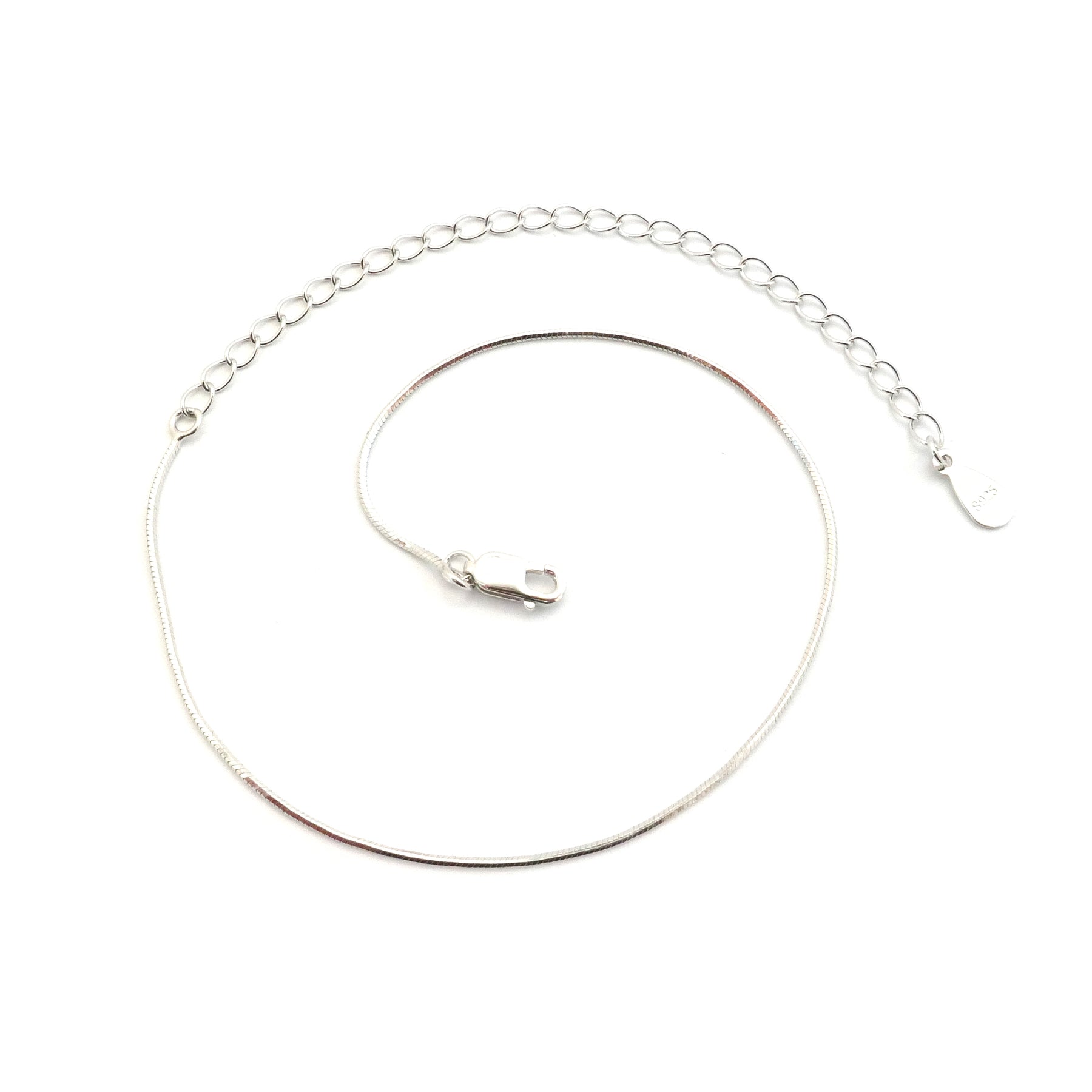 925 Sterling Silver Snake Chain Bracelet - 160mm x 0.8mm