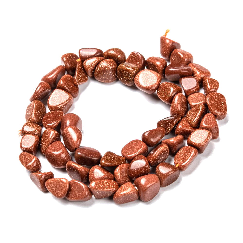 Goldstone Nugget Beads - 7mm x 6mm - Synthetic - 1 Strand