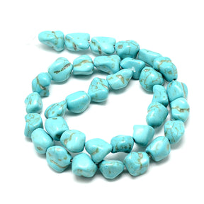 Turquoise Nugget Beads - 13mm x 10mm - Synthetic & Dyed - 1 Strand