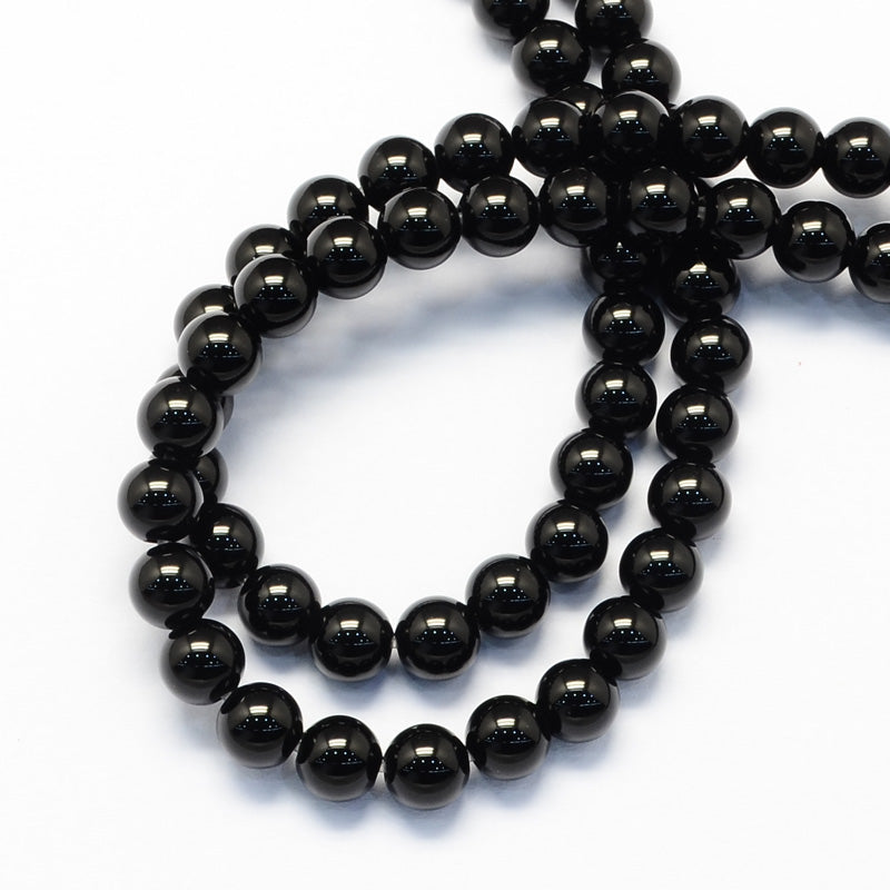 Black Onyx Round Beads - 8mm - Natural - 1 Strand