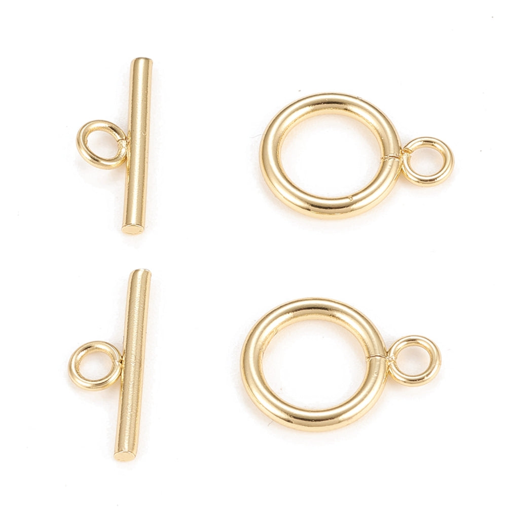 5 Sets Long Lasting 18K Gold Plated Toggle Clasps - 6mm x 18mm