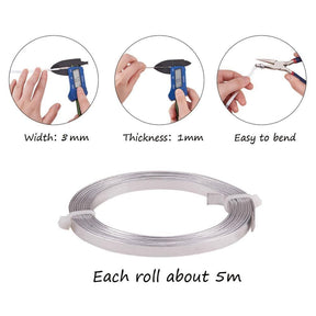 5M Silver Flat Craft Wire - 3mm x 1mm