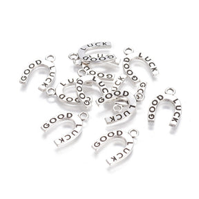 Horseshoe "Good Luck" Charms - Antique Silver - 18mm - Pack of 10