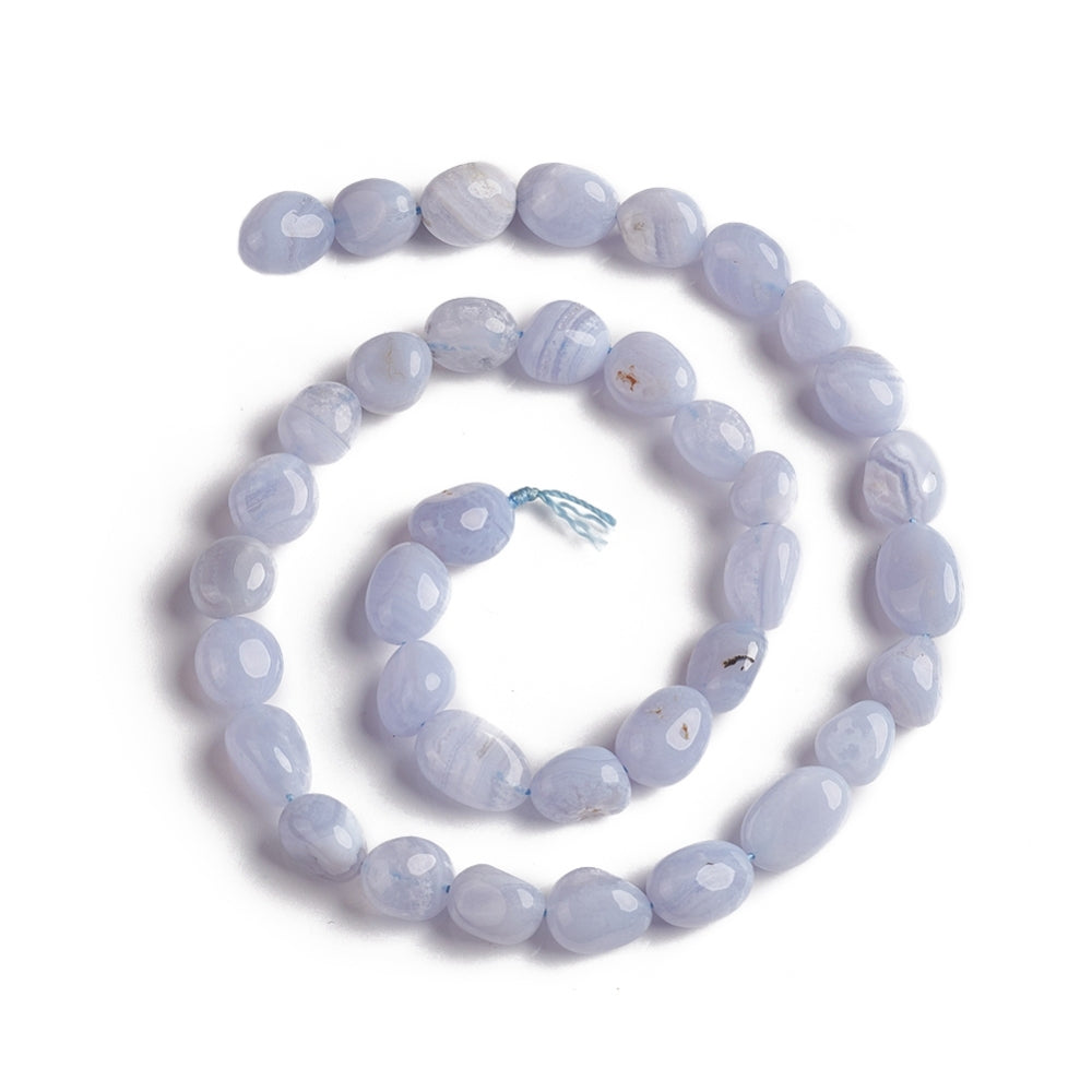 Blue Lace Agate Nugget Beads - 15mm x 12mm - Natural - 1 Strand