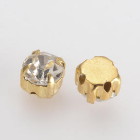 Gold Montee Beads - Clear Rhinstone - 6mm - Pack of 20