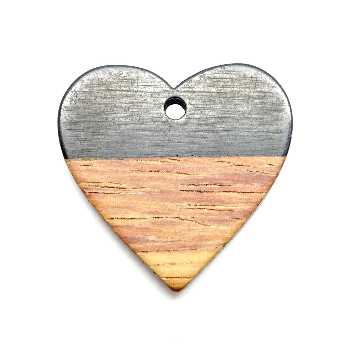 Black Heart Wooden Charms - Resin - 24mm - Pack of 5