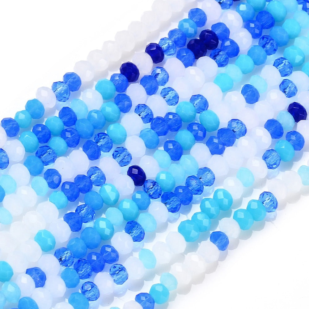 Blue Rondelle Glass Beads - 3mm Glass Julz Beads 