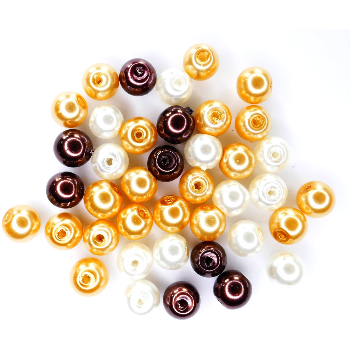 Caramel Glass Imitation Pearl Bead Mix - 6mm Julz Beads 