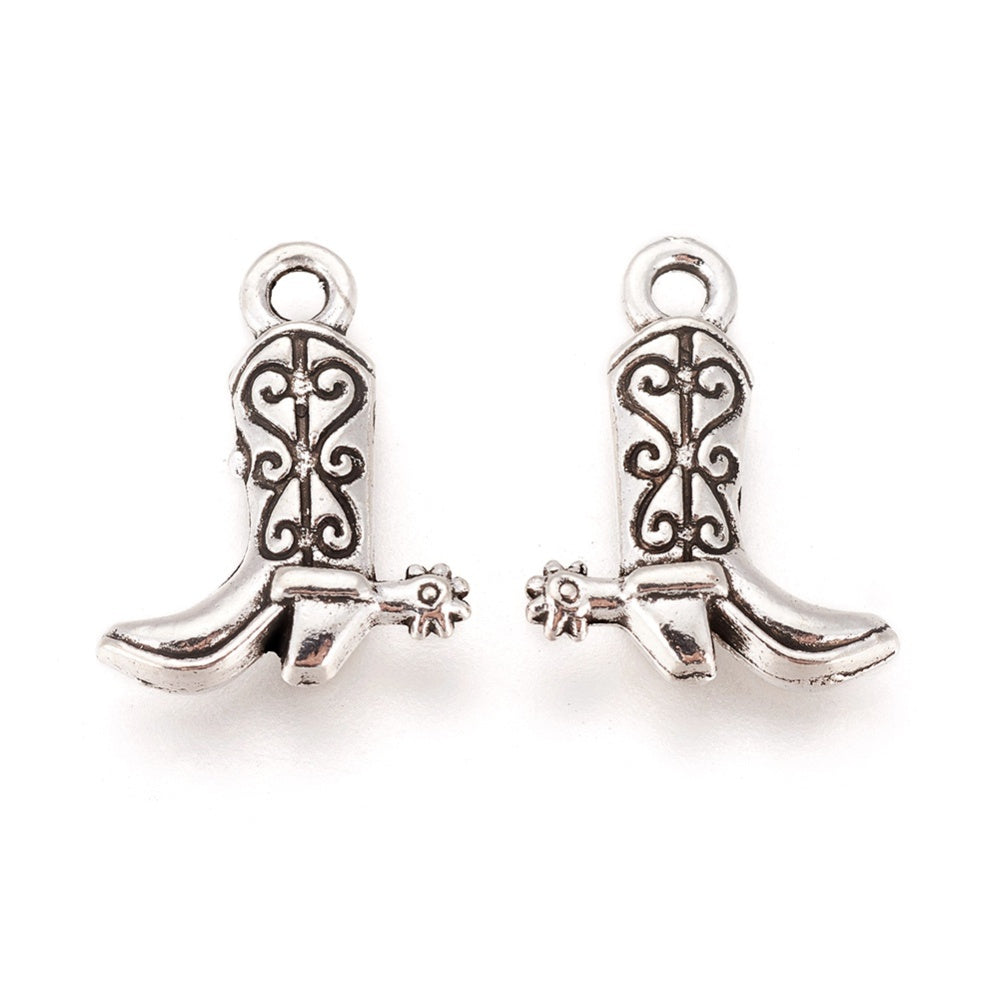 Cowboy Boots Charms - Silver Tone - 16mm x 13mm Julz Beads 