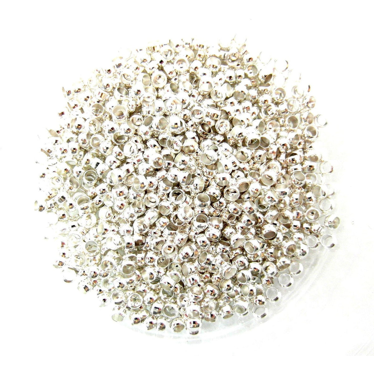Crimp Beads - Silver Plated - 3mm Crimp Beads & Covers Julz Beads 