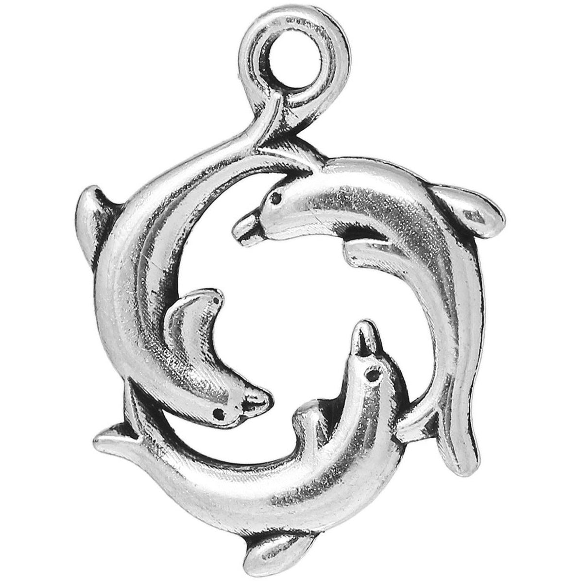 Dolphin Charms - Silver Tone - 21mm Charms Julz Beads 