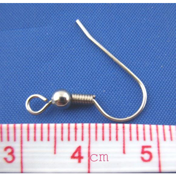 Flat Fish Hook Earring Wires with Spring Sterling Silver (Pair)