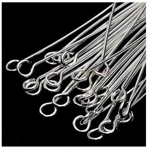 Eye Pins - Silver Plated - 30mm Eye Pins & Head Pins Julz Beads 