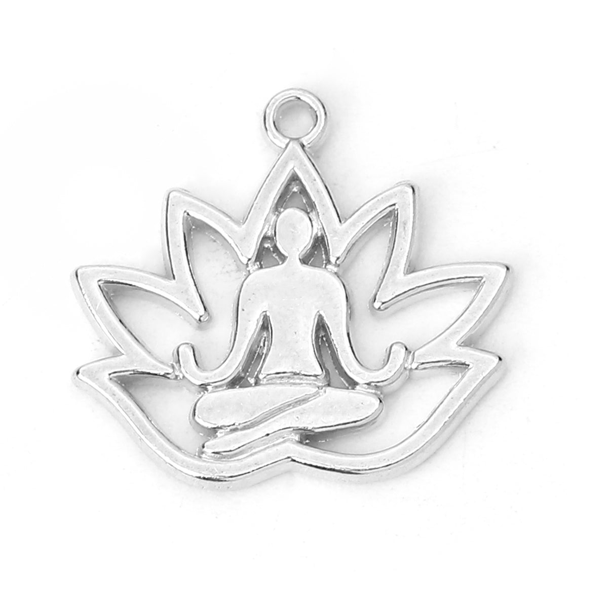 Flower Yoga Charms - Silver Tone - 18mm x 17mm Charms Julz Beads 