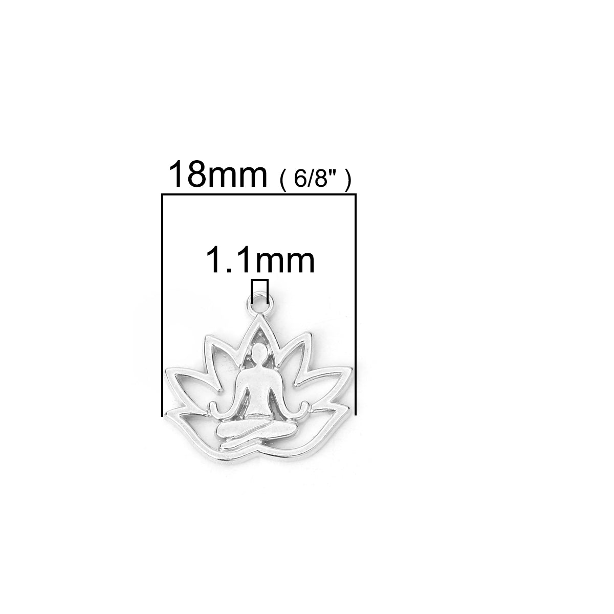 Flower Yoga Charms - Silver Tone - 18mm x 17mm Charms Julz Beads 