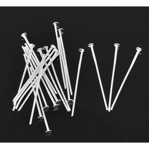 Head Pins - Silver Plated - 30mm Eye Pins & Head Pins Julz Beads 