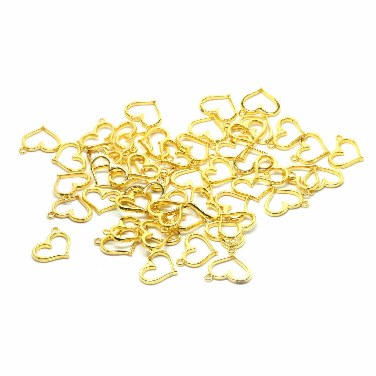 Heart Charms Hollow - Gold Plated - 16mm x 13mm Charms Julz Beads 