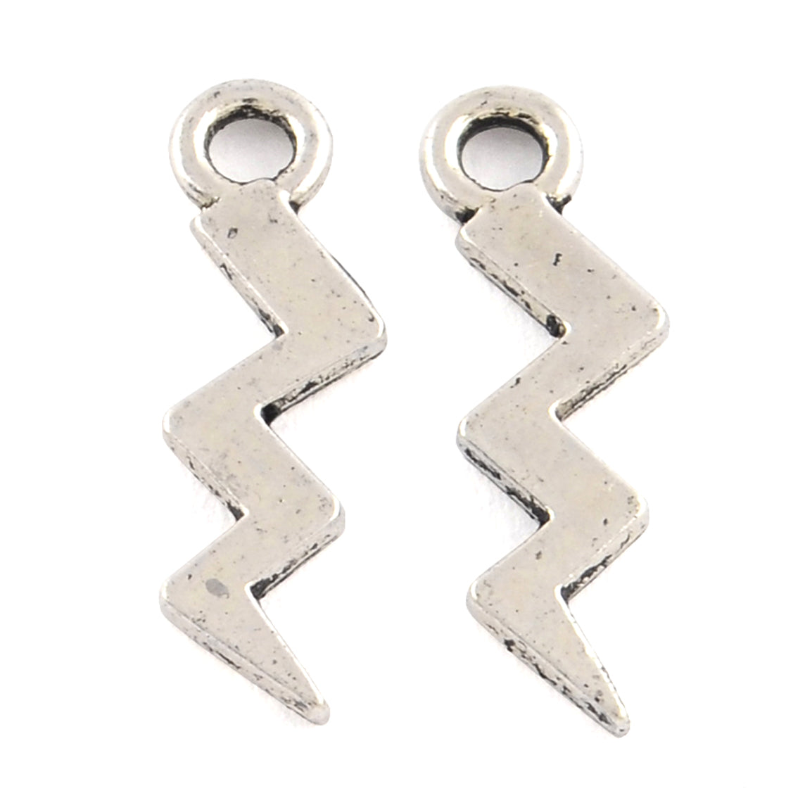 Lightning Bolt Charms - Antique Silver Tone - 15.5mm x 5mm Charms Julz Beads 