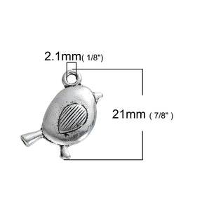 Robin Charms - Silver Tone - 21mm x 19mm Charms Julz Beads 