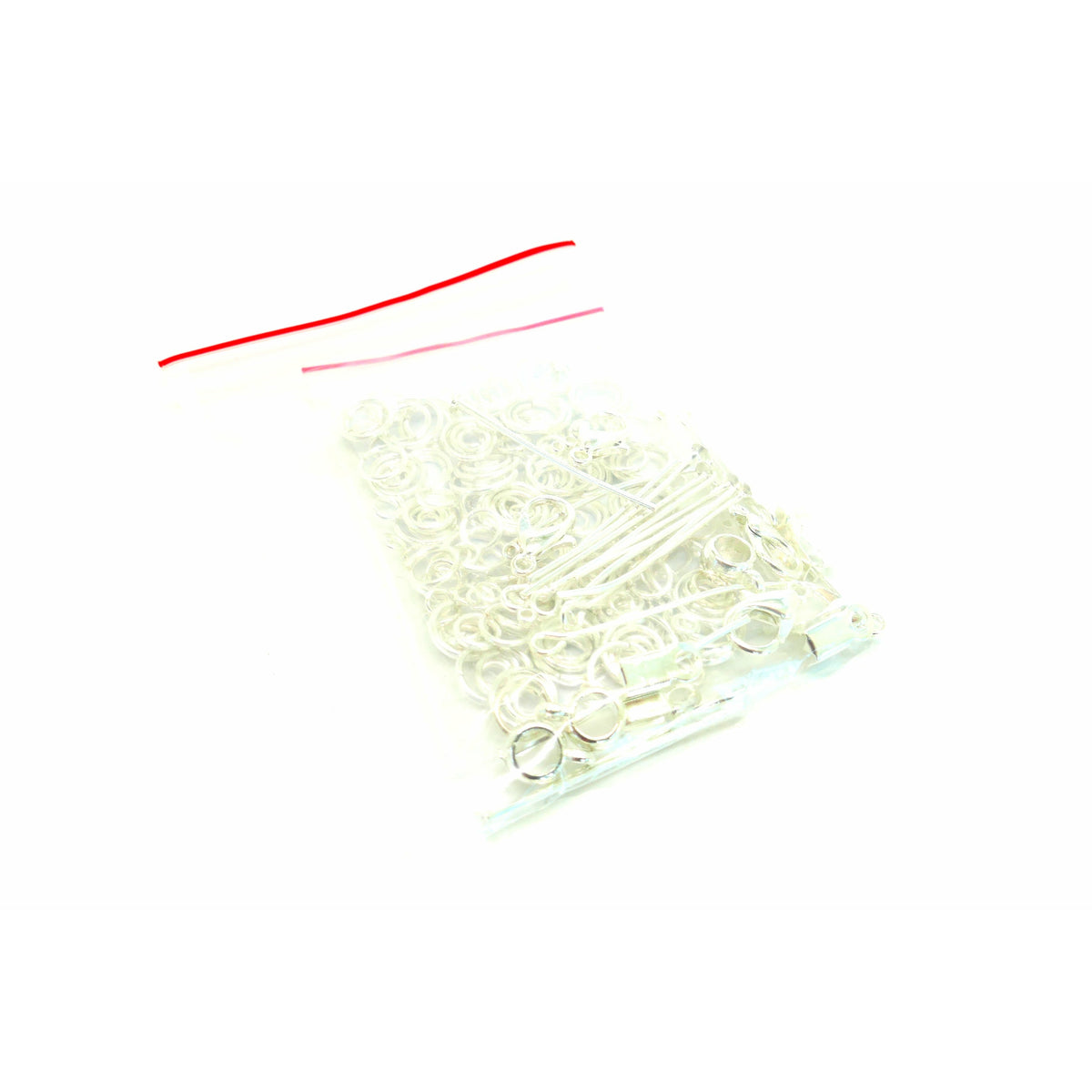Silver Plated Findings Bag - Jump rings, Head/Eye Pins, Plus More Julz Beads 