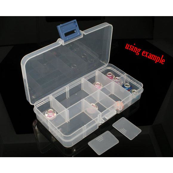 Small Plastic Storage Box With 15 Compartments 10cm X 17.5cm