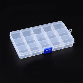 Small Plastic Storage Box With 15 Compartments - 10cm x 17.5cm Tools Julz Beads 