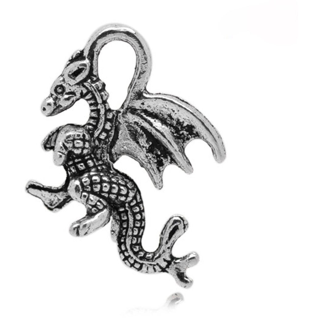 High quality 10 Dragon Charms Dragon Pendants Antiqued Silver Tone