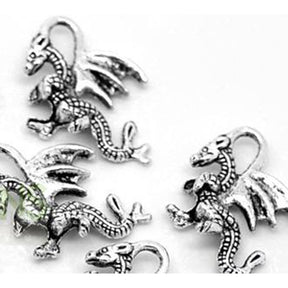Standing Dragon Charms - Antique Silver - 21mm x 14mm Charms Julz Beads 